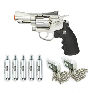 Revólver Pressão Co2 Full Metal Rossi 708s 2,5 4,5 Kit