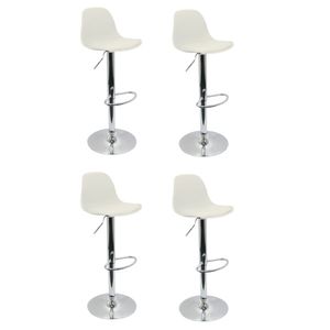 Conjunto 4 Banquetas Joly Eames Base Giratória Cromada Movescan Branca