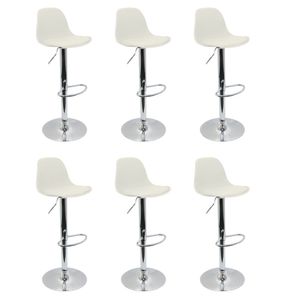 Conjunto 6 Banquetas Joly Eames Base Giratória Cromada Movescan Branca