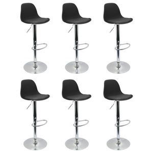 Conjunto 6 Banquetas Joly Eames Base Giratória Cromada Movescan Preta