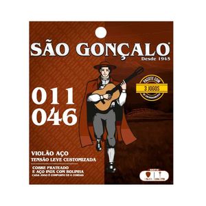 Kit C/ 3 Jogos De Cordas São Gonçalo Para Violão Aço Com Bolinha Tensão Média 11/46 - Ec0581