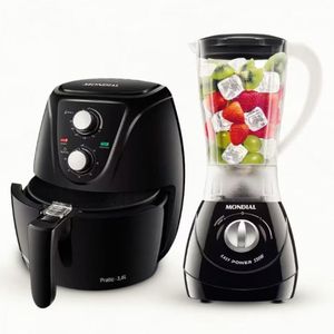 Fritadeira Elétrica Air Fryer Mondial + Liquidificador Preto 220v
