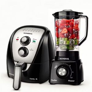 Fritadeira Elétrica Air Fryer Mondial 4L AFN40BI + Liquidificador Preto Com Inox L-99 220V