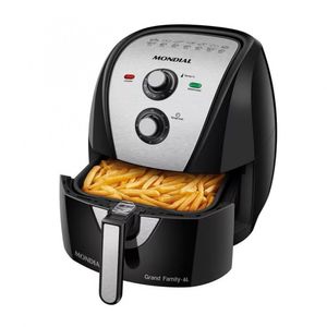 Fritadeira Elétrica Sem óleo Air Fryer Mondial 6L Preto Com Inox 110v AFN-60
