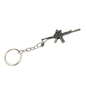 Chaveiro Rifle M4 Metal Prata Envelhecido