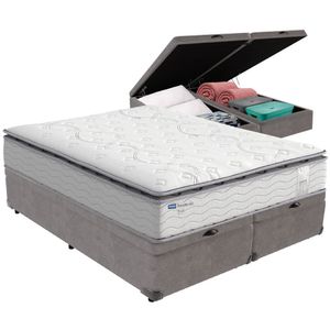 Cama Box Baú E Colchão Amsterdã Molas Ensacadas Queen Probel Queen Cinza