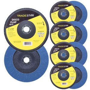 Kit Disco De Lixa Flap 7 Pol Grão 80 Lixadeira 10 Un Reto