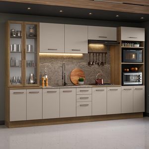 Armário De Cozinha Completa 340cm Rustic/crema Agata Madesa 01 Rustic/crema