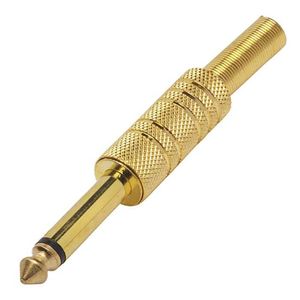 Plug P10 Mono Metalico Dourado Com Mola