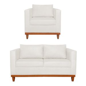 Kit Sofa 2 Lugares E Poltrona Europa Bouclé - Amarena Móveis Cor Branco