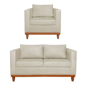 Kit Sofa 2 Lugares E Poltrona Europa Bouclé - Amarena Móveis Cor Bege