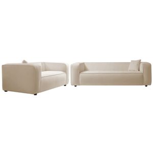 Kit Sofá 3 Lugares 200cm E Poltrona Decorativa Escritório Orgânico Cecília Linho - Amarena Móveis Cor Bege