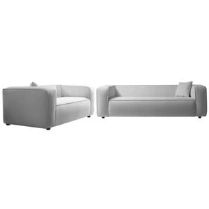 Kit Sofá 3 Lugares 180cm E Poltrona Decorativa Escritório Orgânico Cecília Linho - Amarena Móveis Cor Cinza Claro