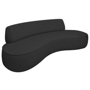 Sofá Curvo 2 Lugares Orgânico Escritório Recepção Sala Amsterdã 130cm Linho - Amarena Móveis Cor Preto