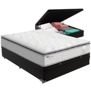 Cama Box Baú Preto E Colchão Amsterdã Molas Ensacadas Casal Probel