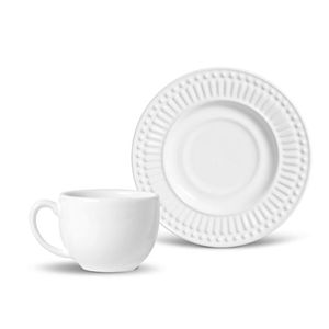 Conjunto Com 6 Xícaras De Chá Com Pires Porto Brasil Roma Branco 161ml