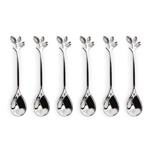 Conjunto 6 Colheres Para Aperitivos Aço Inox Leaves Prata