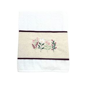 Toalha Rosto Bordado Jardim Florido Branco