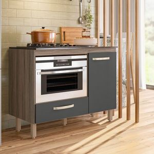 Balcão Para Cooktop 1 Porta 1 Gaveta Fit Carvalho Nature-chumbo