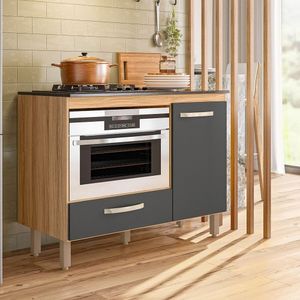 Balcão Para Cooktop 1 Porta 1 Gaveta Fit Freijo-chumbo