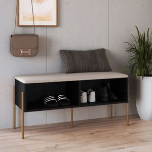 Sapateira Banco Estofada 93cm Pé Metal Oslo Nero-dourado