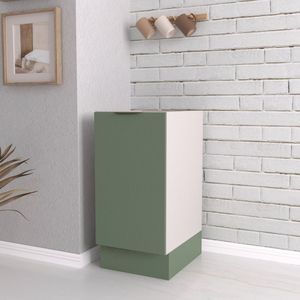 Balcão 1 Porta 40cm Sem Tampo Com Rodapé Puxador 150mm Ipanema Cabecasa Madeiramadeira Verde Folha-branco
