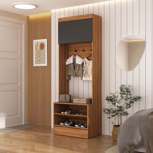 Sapateira Viena 1 Porta 2 Prateleiras Com Cabideiro Espresso Móveis Nogal-grafite
