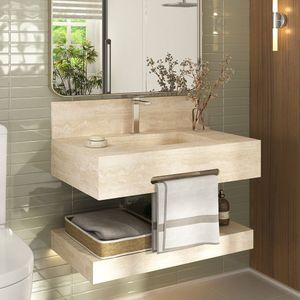 Prateleira Em Porcelanato Para Banheiro Ripy 70 Travertino