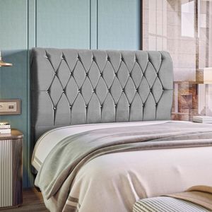 Cabeceira Casal 140 Cm Com Strass Grécia Cinza