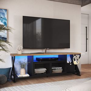 Rack Estilo Industrial Para Tv Até 60 Com Iluminação Em Led Rgb Preto-mel