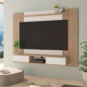 Painel 1,76 Com Suporte Para Tv Até 75 Polegadas 2 Portas De Correr Nevada Carvalho C-off White