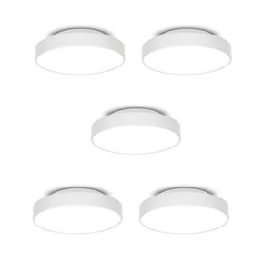 Kit Com 5 Plafons Para 3 Lâmpadas Redondo 36cm 7652 Jd Molina Branco