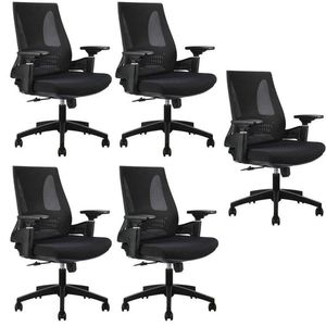 Kit Com 5 Cadeiras Office Diretor Toledo Com Braços 3d Office Nr17 Preto