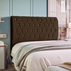 Cabeceira Solteiro 90 Cm Com Strass Grécia Marrom