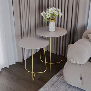 Conjunto Mesa De Canto Trude 55cm X 45cm X 45cm Fendy - Dourado
