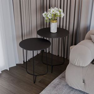 Conjunto Mesa De Canto Trude 55cm X 45cm X 45cm Preto