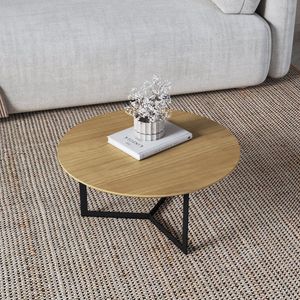 Mesa De Centro Trento Redonda 30cm X 67cm X 67cm Natural Tawary-preto