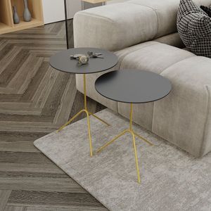 Conjunto Mesa De Canto Pugly 55x40x40cm Preto-dourado