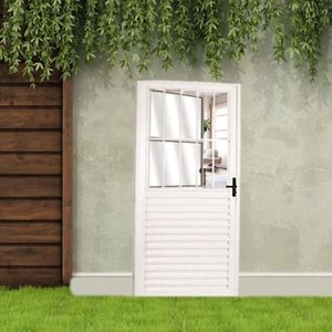 Kit Com 2 Portas Social Palheta De Alumínio 210 X 70cm Linha 25 Lado Direito Esquadrias Bergamo Branco