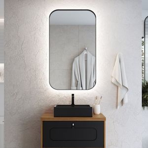 Espelheira Para Banheiro Heloisa 70 Com Led Preto