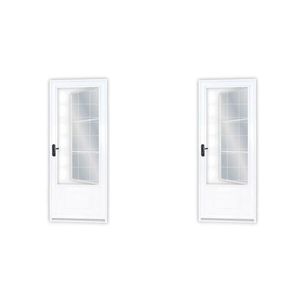 Kit Com 2 Portas De Aço Postigo 215x85cm Com Grade Quadrada Minas Sul Mgm Branco