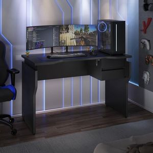Escrivaninha Gamer Com 6 Opções De Altura Com Gaveteiro Suspenso Preto
