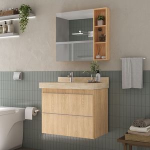 Espelheira Para Banheiro Plus Size 80cm Wood