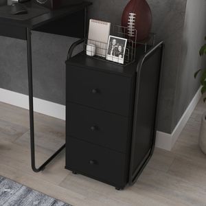 Gaveteiro Criare Com 3 Gavetas Design Moderno Preto