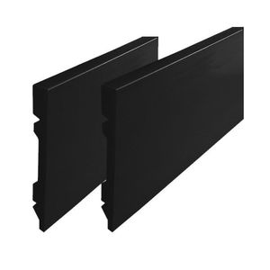 Kit Com 10 Barras Rodapé De Poliestireno Preto Liso 15cm X 15mm Metro Linear Casa Grassi 7,2m Preto