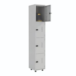 Armário Roupeiro Aço 4 Portas Academia Guarda Volume Ea701 Cinza