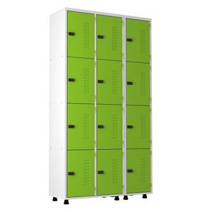 Armário Roupeiro Aço 12 Portas Academia Guarda Volume Trinco Verde