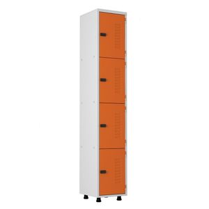 Armário Roupeiro Aço 4 Portas Academia Guarda Volume Ea701 Laranja