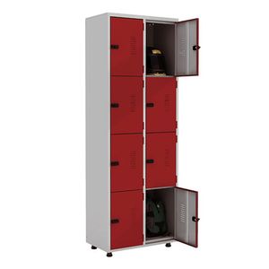 Armário Roupeiro Aço 8 Portas Guarda Volume Ea702 Vermelho