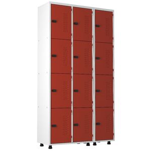 Armário Roupeiro Aço 12 Portas Academia Guarda Volume Trinco Vermelho